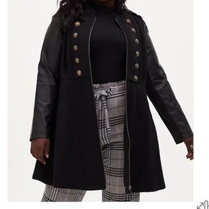 Torrid - BLACK MIXED MEDIA MILITARY COAT - size 2X